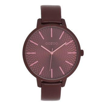 Pink coloured OOZOO with bordeaux leather strap