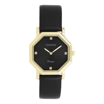 Gold coloured OOZOO with black leather strap