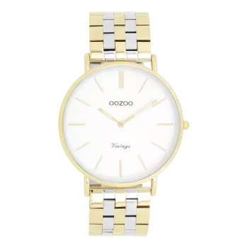 Gold coloured OOZOO watch with silver coloured/gold stainless steel bracelet - C20402