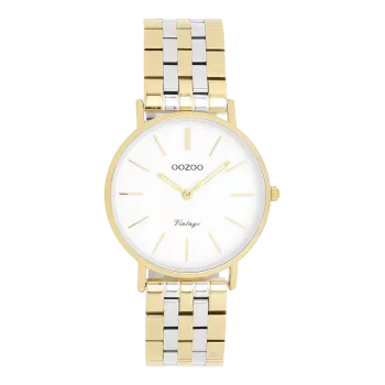 Gold coloured OOZOO watch with silver coloured/gold stainless steel bracelet - C20407