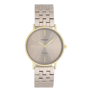 Gold coloured OOZOO watch with taupe stainless steel bracelet - C20409