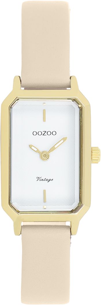 Gold coloured OOZOO watch with sand leather strap - C20450