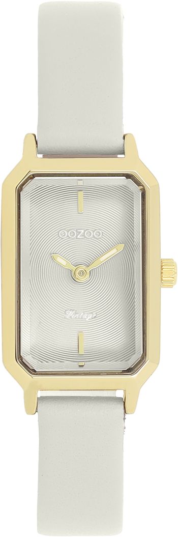 Gold coloured OOZOO watch with light grey leather strap - C20451