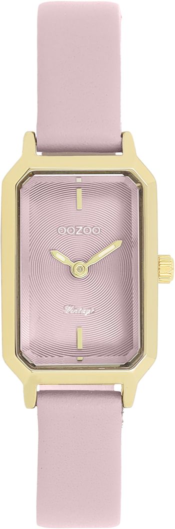 Gold coloured OOZOO watch with pink leather strap - C20452