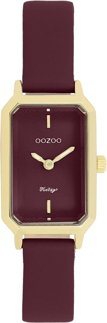 Gold coloured OOZOO watch with burgundy leather strap - C20453