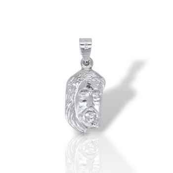 Ciondolo con Volto di Cristo in Oro Bianco 14K (Μ2949)