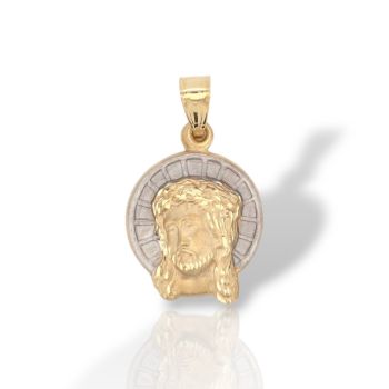 Ciondolo con Volto di Cristo in Oro 14K con Dettagli in Oro Bianco (Μ2952)