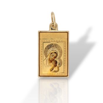Φυλαχτό με Εικόνα Παναγίας και Χριστού από Χρυσό 14 Καρατίων (Μ2954)