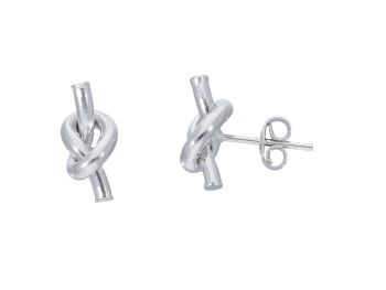 Σκουλαρίκια κόμπος απο λευκό χρυσό  Κ14  (code S243453)