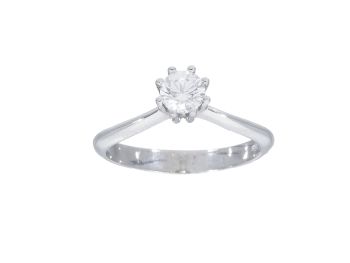 Anello solitario in oro bianco k14 con zirconia cubica (code S244505)