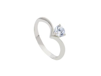 Anello solitario in oro bianco k14 con zirconia cubica (code S253266)