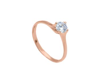 Anello solitario in oro rosa k14 con zirconia cubica (code S253269)