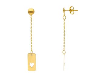 Orecchini pendenti cuoricini in oro giallo k14 (code S261364)