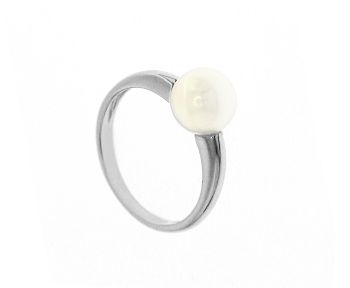 Anello in oro bianco k14 con Perla (code S262599)