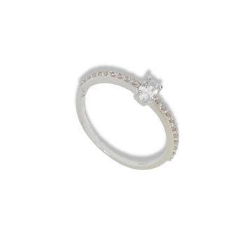 Anello solitario in oro bianco k14 con zirconia cubica (code S232651)