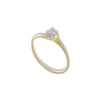 Anello solitario in oro giallo k14 con zirconia cubica (code S253165)