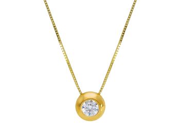 Χρυσό κολιέ κ9 με λευκό ζιργκόν (code S168867)