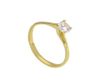 Anello solitario in oro giallo k9 con zirconia cubica (code S206181)