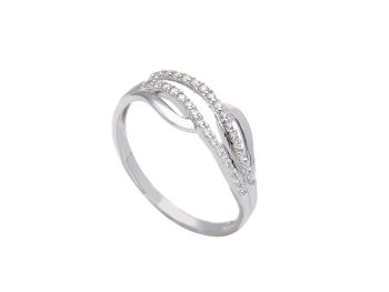 Δαχτυλίδι απο λευκό χρυσό κ9 με λευκά ζιργκόν (code S224479)