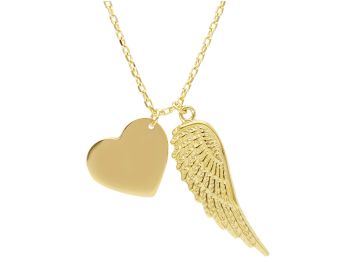 Κολιέ καρδούλα & φτερό απο χρυσό κ9 (code S248611 )