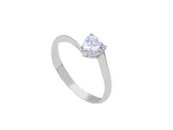 Δαχτυλίδι μονόπετρο απο λευκό χρυσό κ9 με ζιργκόν  (code S258107)