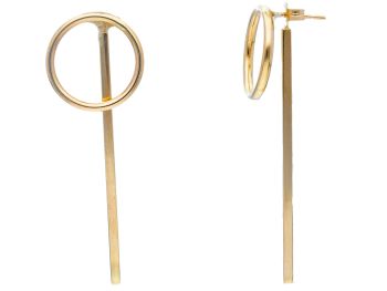 Χρυσά σκουλαρίκια κ14 κρίκος και βέργα (code S242436)