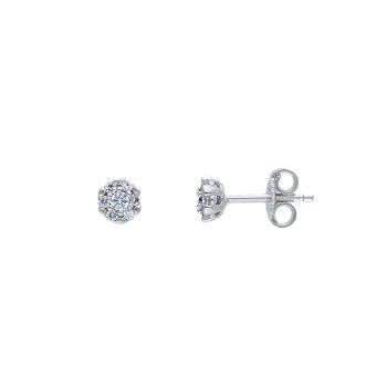 White gold earrings 9k with white zircon (code S173885)