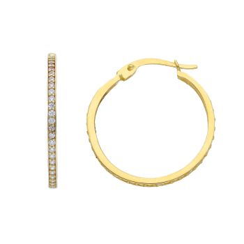 Orecchini Cerchio in oro Giallo k14 con zirconi cubici