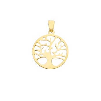 Mενταγιόν απo κίτρινο χρυσό Κ14 με το δέντρο της ζωής  (code S201703)