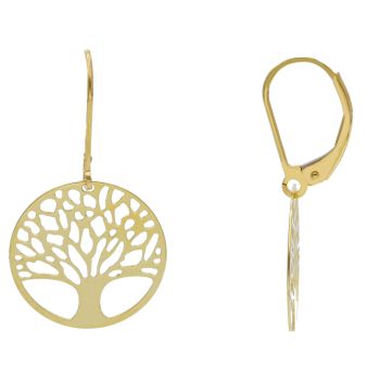 Χρυσά σκουλαρίκια δέντρο της ζωής κ9 (code S231081)