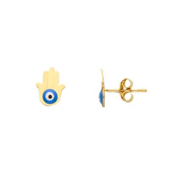 Σκουλαρίκια FATIMA & Ματάκι απο κίτρινο χρυσό Κ14 (code S240040)