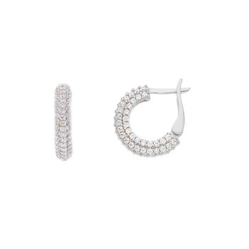 Σκουλαρίκια απο λευκό χρυσό Κ14 με λευκά ζιργκόν (code S242296)