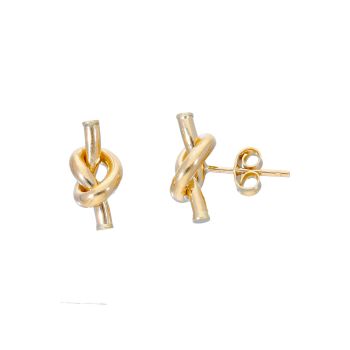 Σκουλαρίκια κόμπος απο  χρυσό  Κ14  (code S243460)