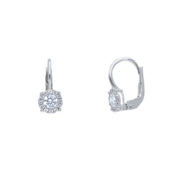 Λευκόχρυσα σκουλαρίκια κ9 ροζέτα με λευκά ζιργκόν (code S253176 )