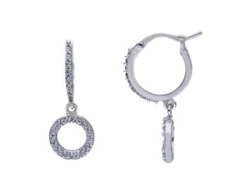 White gold  earrings  k9 with zircons (code S260672)