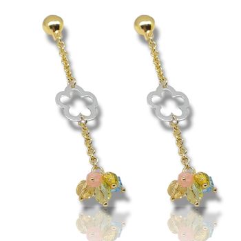 Κρεμαστά σκουλαρίκια απο χρυσό & λευκόχρυσο κ14  (code M2473)