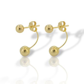 Eleganti Orecchini Doppia Sfera Dorati k14 (code M008213)