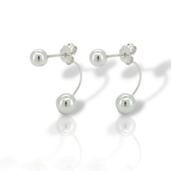  Orecchini Eleganti Doppia Sfera in oro Bianco k14 (code M008214)