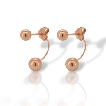  Orecchini Eleganti Doppia Sfera in oro Rosa k14 (code M008215)