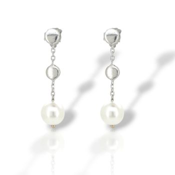 Orecchini in oro bianco k9 con perle (code S202283)