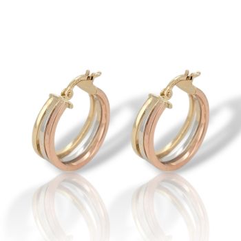 Κρίκοι χρυσοί 14κ με 3 διαφορετικά χρώματα  (code SM2733)