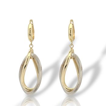 Σκουλαρίκια κρίκοι απο χρυσό & λευκόχρυσο κ14  (code SM2766)