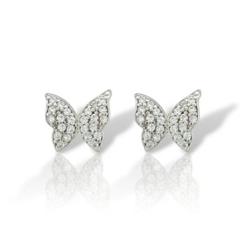 Orecchini lobo Farfalla in oro bianco k14 (code M2815)