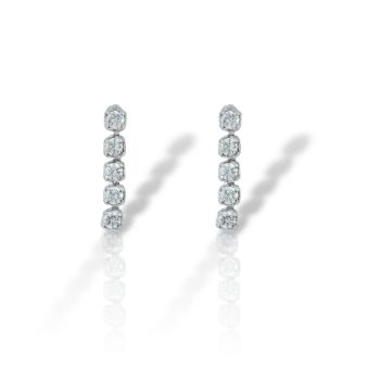 Κρεμαστά σκουλαρίκια απο λευκό χρυσό κ14  (code SM2819)