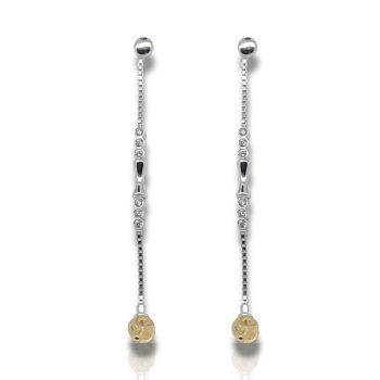 Κρεμαστά σκουλαρίκια απο  λευκόχρυσο κ14  (code M2480)