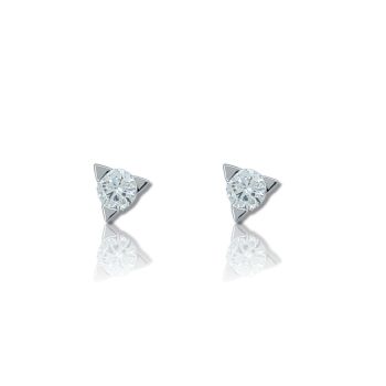 White gold single stone earrings with diamonds  (code T2700)