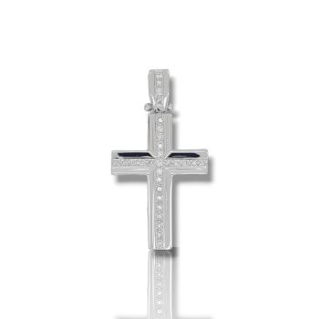 Croce in oro bianco k18 con diamanti (code H1709)