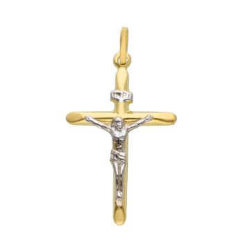 Σταυρός απο χρυσό κ14 με εσταυρωμένο απο λευκόχρυσο κ14  (code S185210)