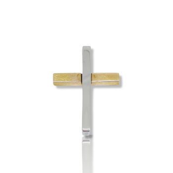 Croce in oro giallo opaco k14 e oro bianco  (code H1690)
