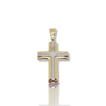 Croce in oro giallo e oro bianco k14  (code H1876)